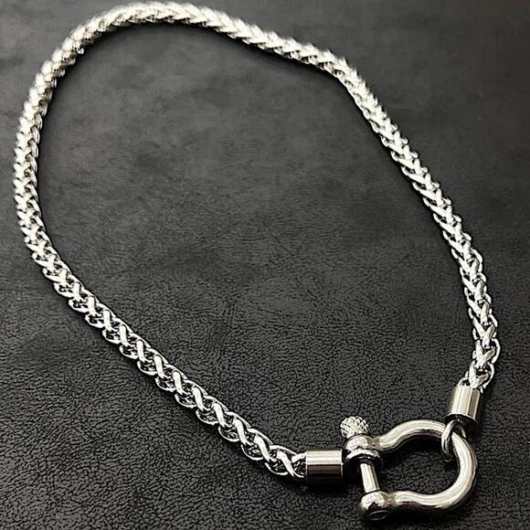 Horseshoe Silver Statement Choker Necklace, Horse D Ring - Picture 2 of 2